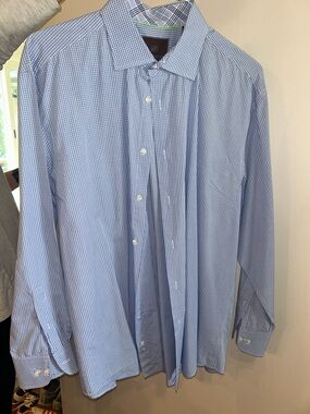 Men's Blue Micro-Check Dress Shirt